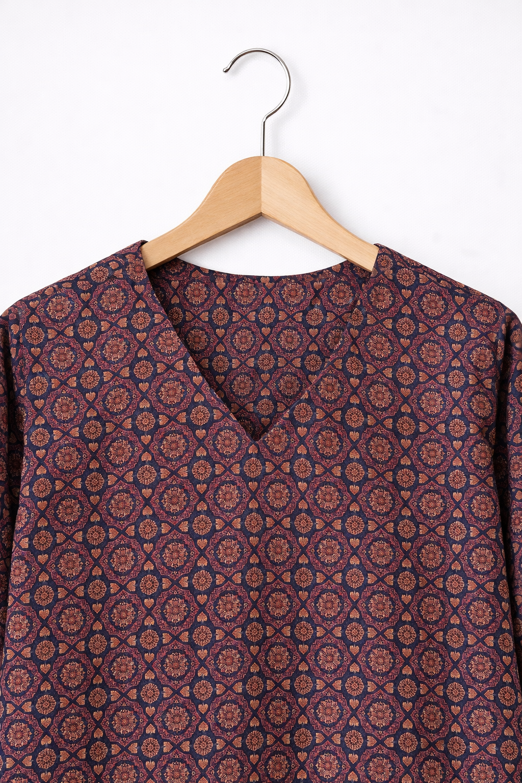 Blue Ajrakh Printed Cotton Kurti