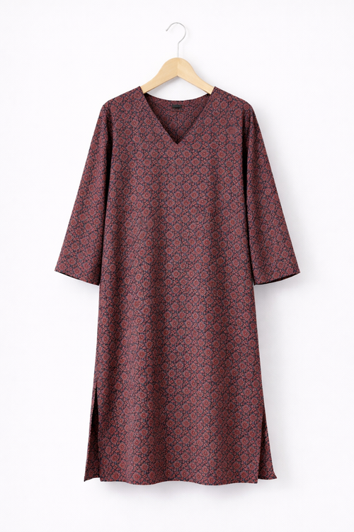 Blue Ajrakh Printed Cotton Kurti