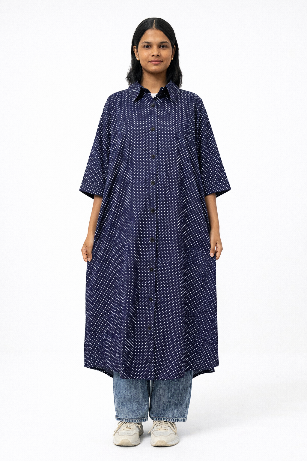 Cotton Polka Dot Shirt Dress