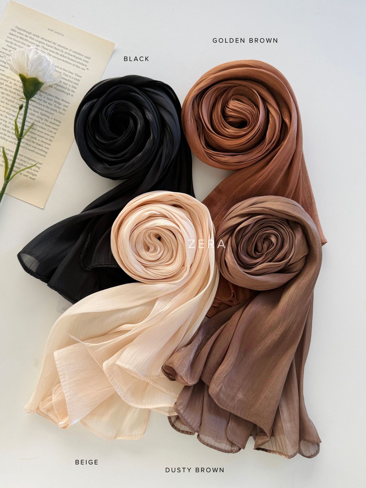 ZERA Imported Premium Organza Shimmer Hijab | Elegant Party Wear | Lightweight & Gloss Finish